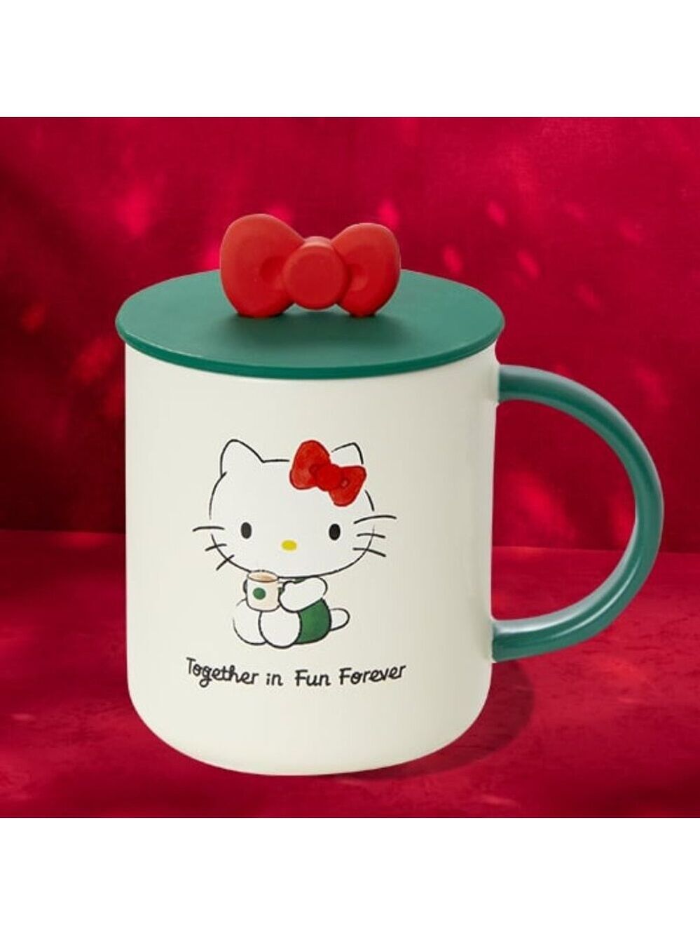 Starbucks × Hello Kitty 16-oz Ceramic Mug - Holiday Edition Green Handle NIB - Picture 1 of 1